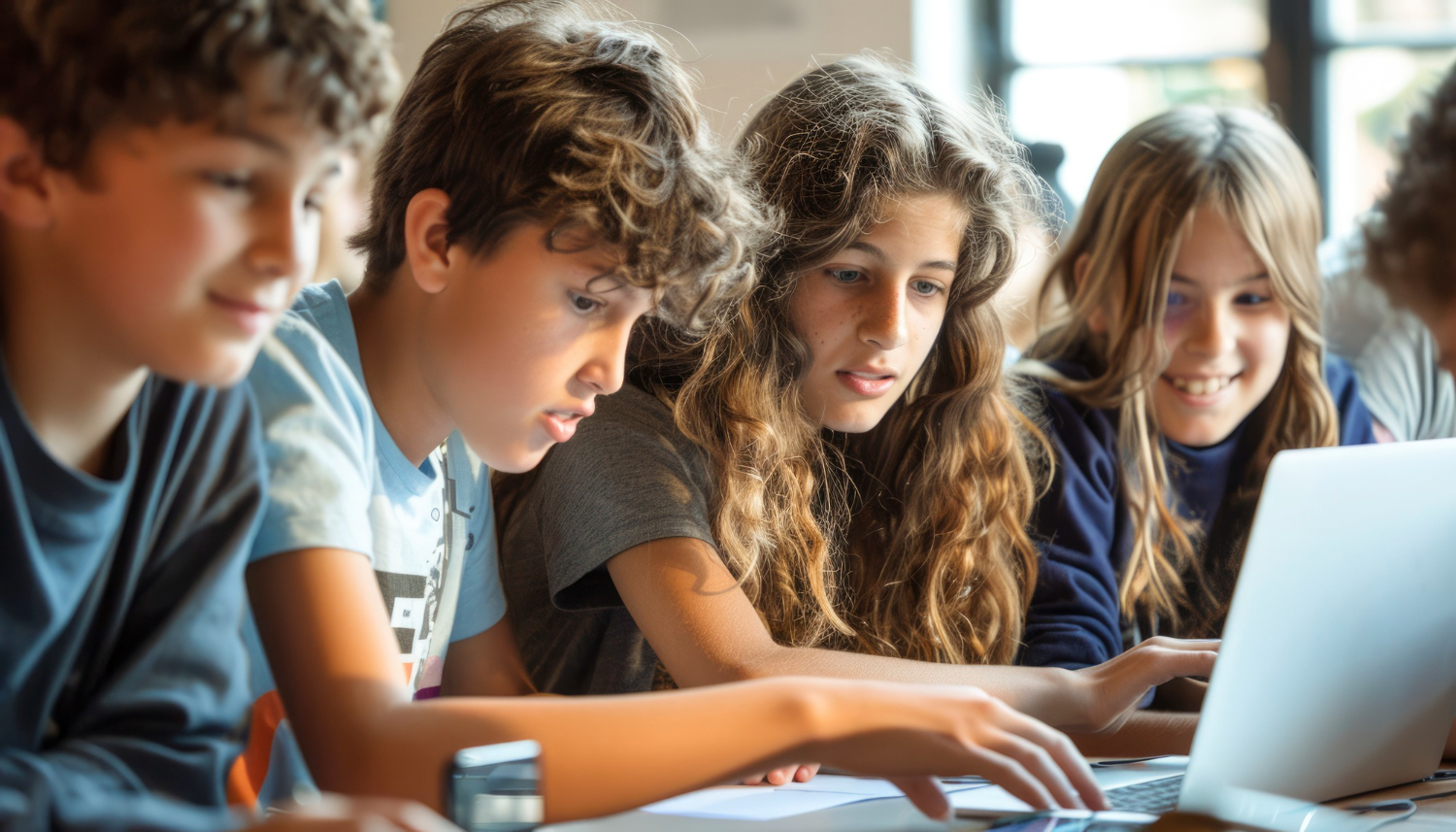 4 teens Studying English